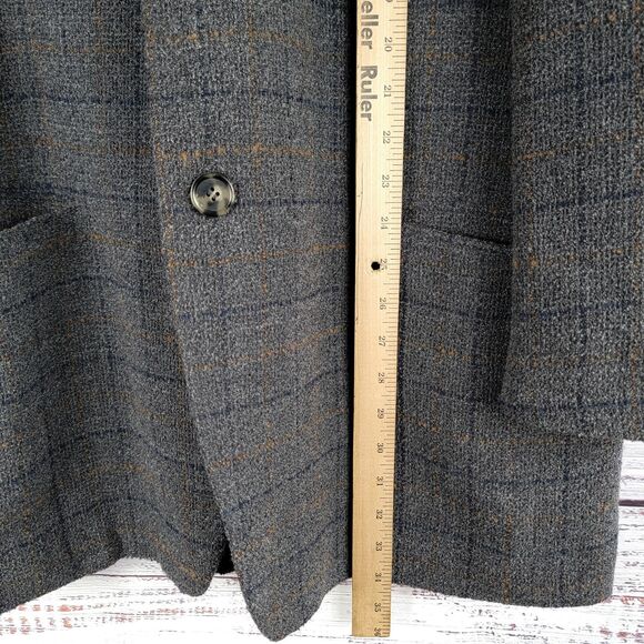 Ermenegildo Zegna Mens Size 44 L Blazer Switzerland Wool Windowpane Tweed VTG - Picture 3 of 16
